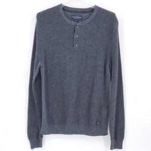 Lucky Brand Colorado Cross Stitch Henley Sweater Mens Size Medium Thermal Winter